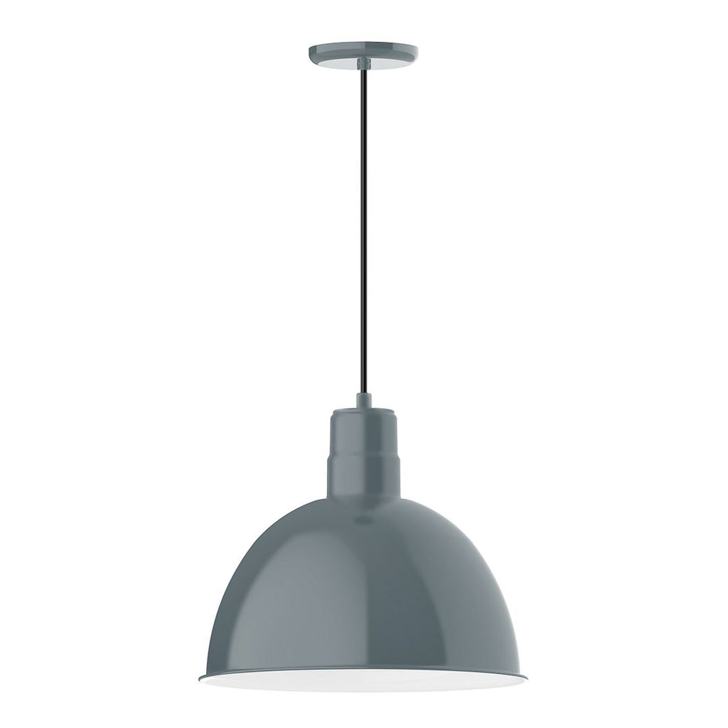 16" Deep Bowl Shade, Pendant With White Cord And Canopy, Slate Gray - PEB117-40-C21