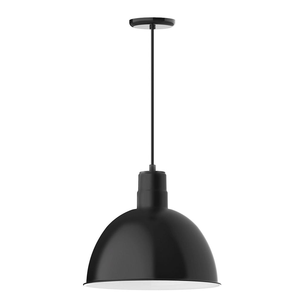 16" Deep Bowl Shade, Pendant With Black Cord And Canopy, Black - PEB117-41