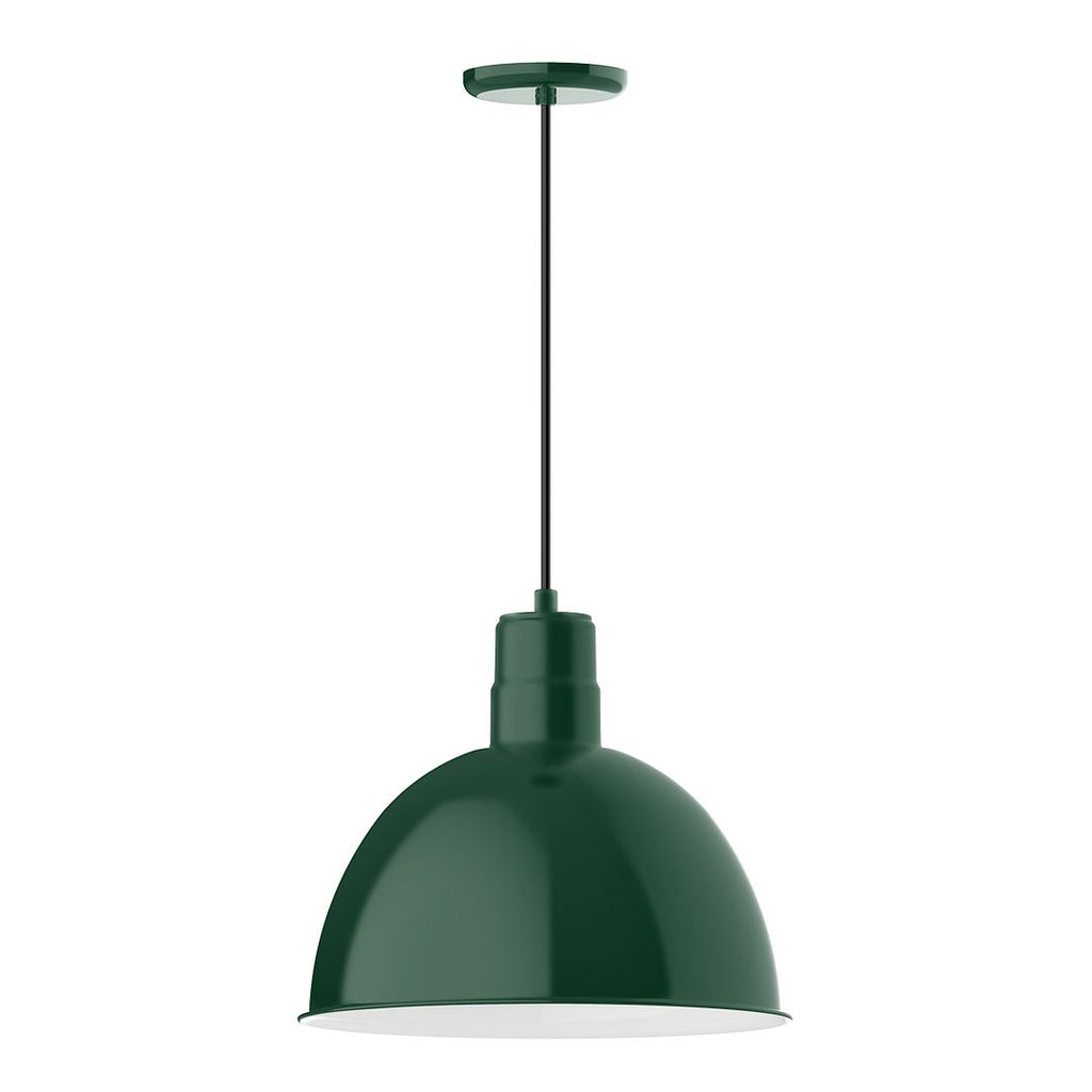 16" Deep Bowl Shade, Pendant With White Cord And Canopy, Forest Green - PEB117-42-C21