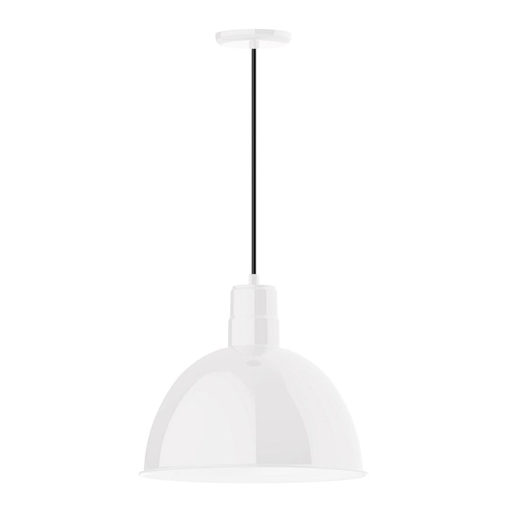 16" Deep Bowl Shade, Pendant With Black Cord And Canopy, White - PEB117-44