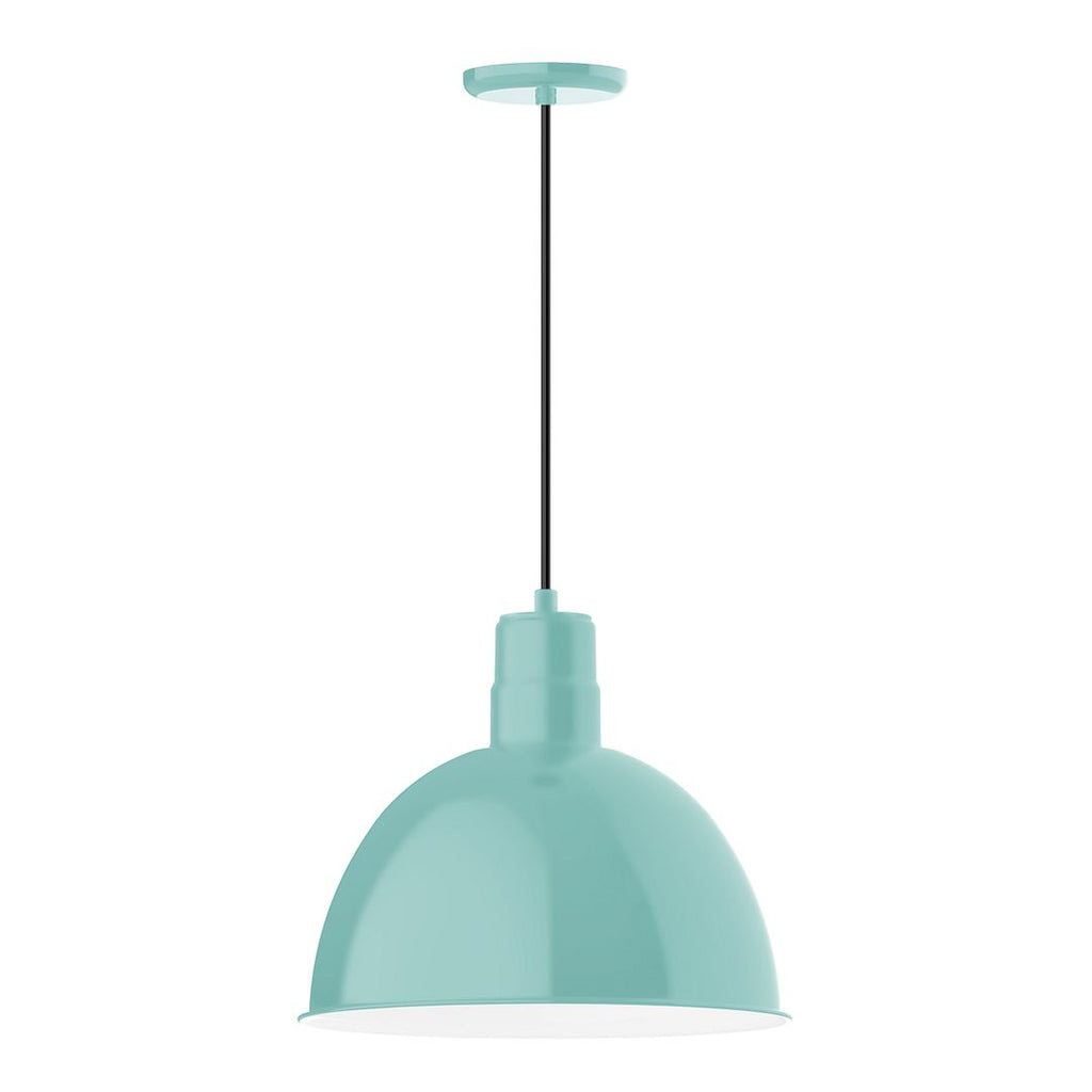 16" Deep Bowl Shade, Pendant With White Cord And Canopy, Sea Green - PEB117-48-C21