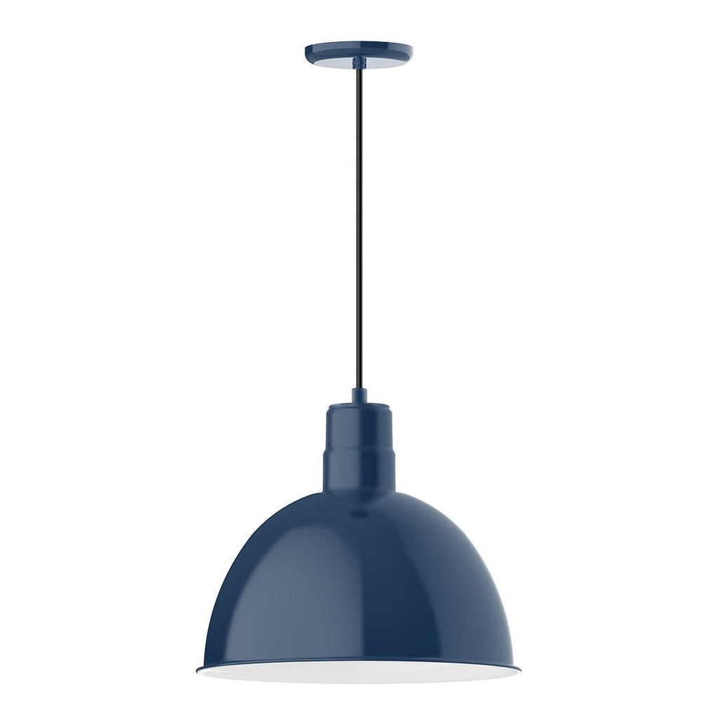 16" Deep Bowl Shade, Pendant With White Cord And Canopy, Navy - PEB117-50-C21