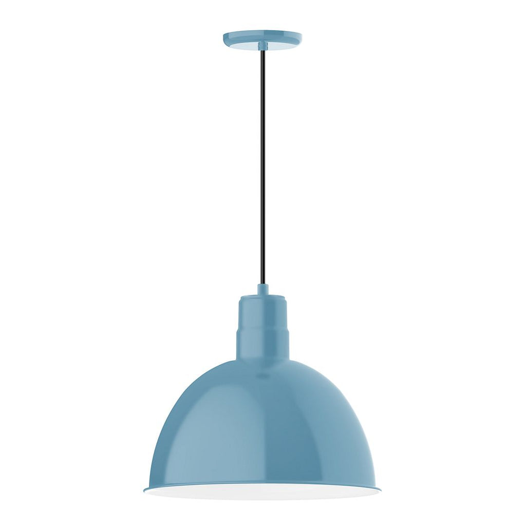 16" Deep Bowl Shade, Pendant With Black Cord And Canopy, Light Blue - PEB117-54