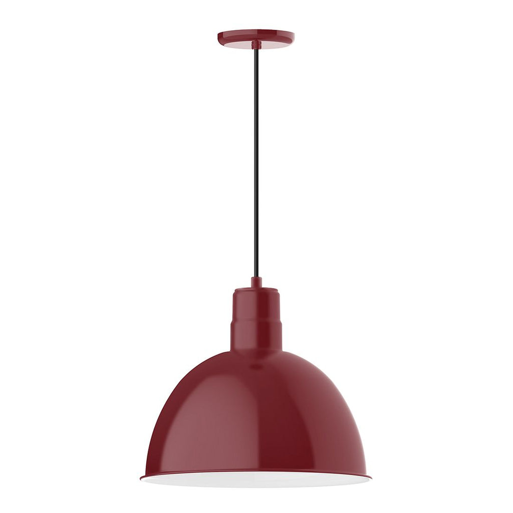 16" Deep Bowl Shade, Pendant With White Cord And Canopy, Barn Red - PEB117-55-C21