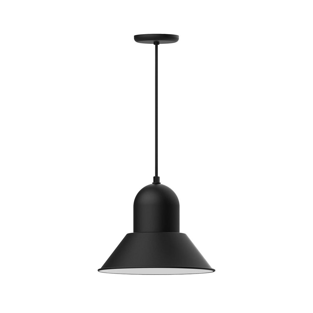 14" Prima Shade, Pendant With White Cord And Canopy, Black - PEB124-41-C21