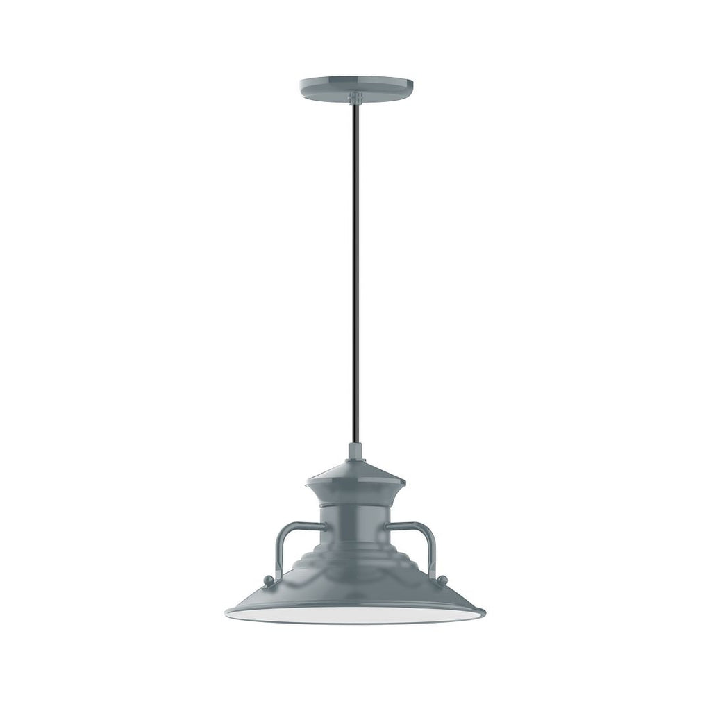 12" Homestead Shade, Pendant With White Cord And Canopy, Slate Gray - PEB142-40-C21