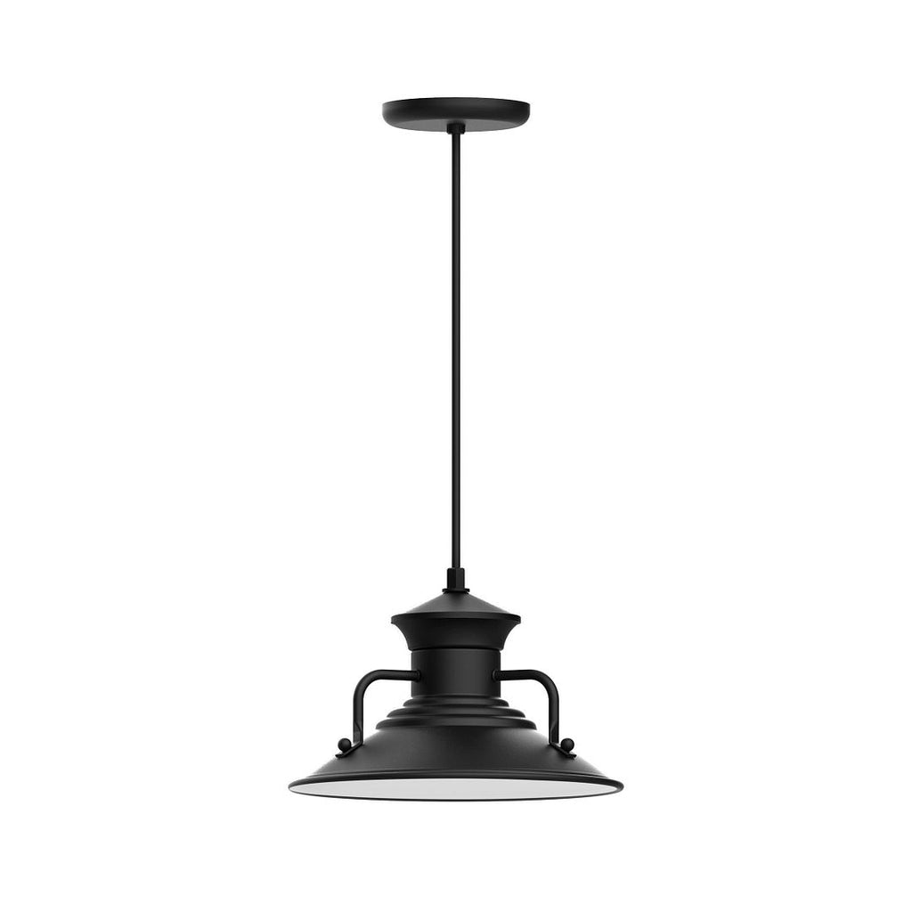 12" Homestead Shade, Pendant With White Cord And Canopy, Black - PEB142-41-C21