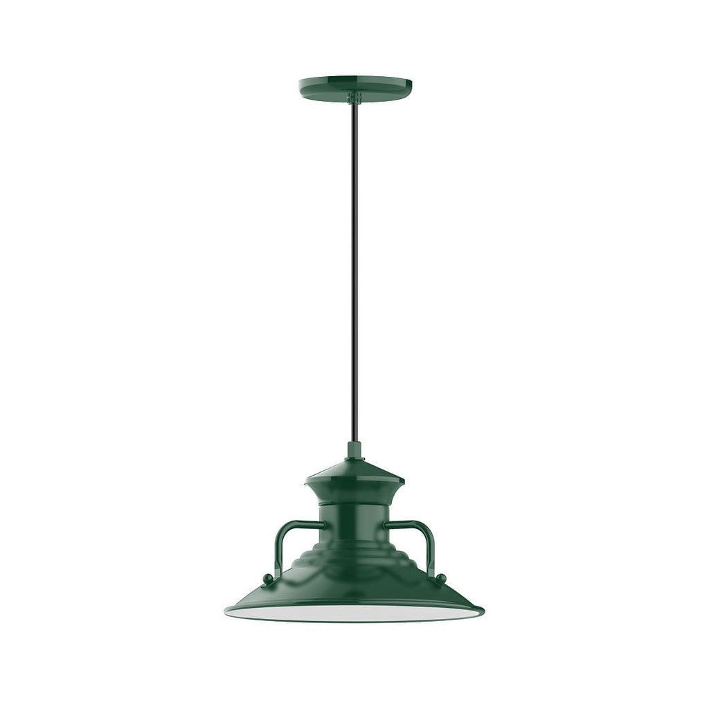 12" Homestead Shade, Pendant With White Cord And Canopy, Forest Green - PEB142-42-C21