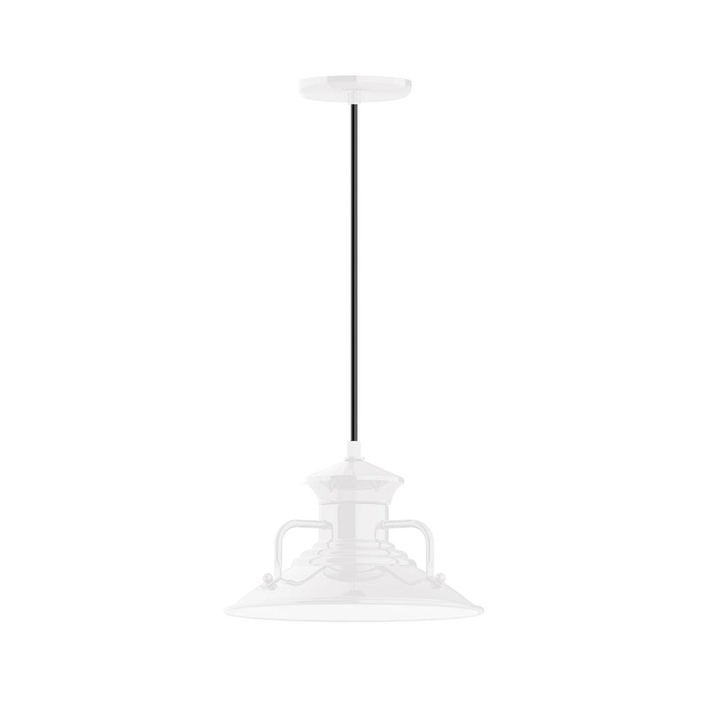 12" Homestead Shade, Pendant With White Cord And Canopy, White - PEB142-44-C21