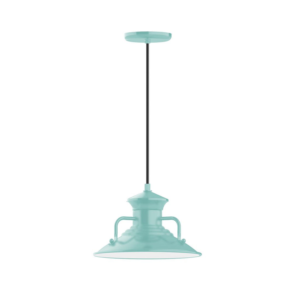 12" Homestead Shade, Pendant With White Cord And Canopy, Sea Green - PEB142-48-C21