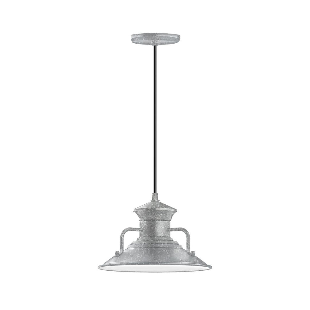 12" Homestead Shade, Pendant With White Cord And Canopy, Painted Galvanized - PEB142-49-C21