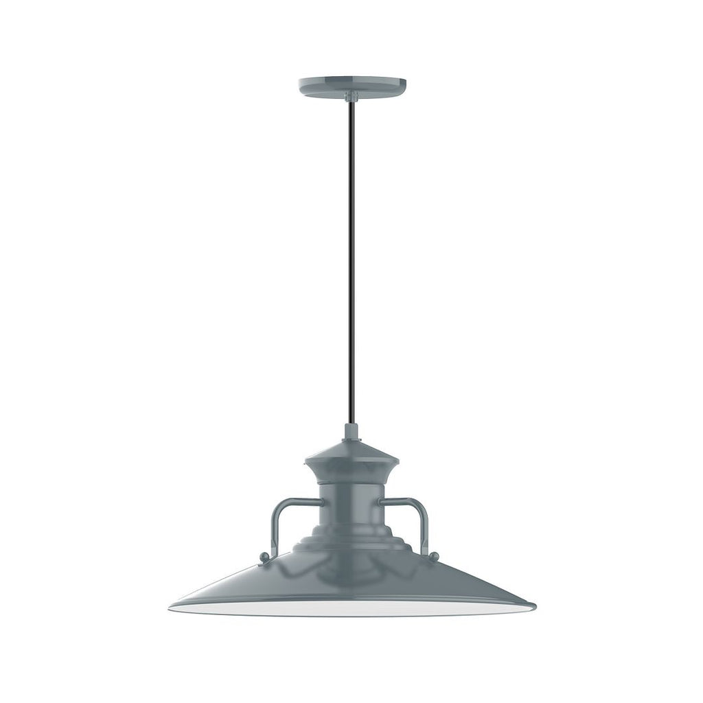 18" Homestead Shade, Pendant With Black Cord And Canopy, Slate Gray - PEB143-40