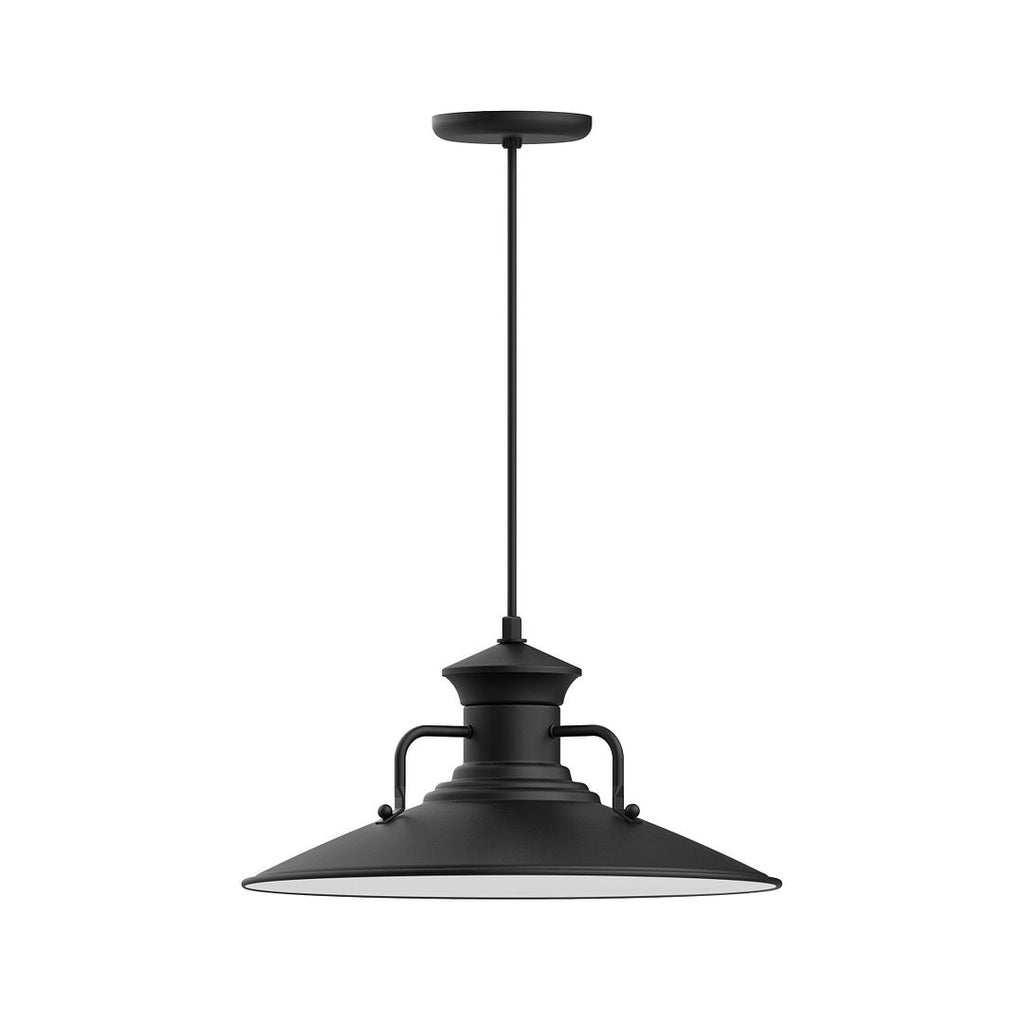 18" Homestead Shade, Pendant With White Cord And Canopy, Black - PEB143-41-C21