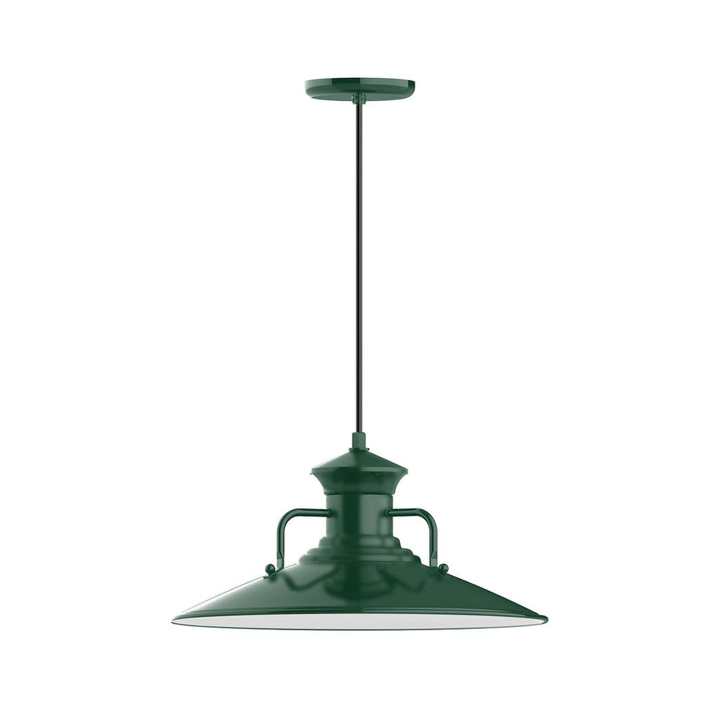 18" Homestead Shade, Pendant With White Cord And Canopy, Forest Green - PEB143-42-C21