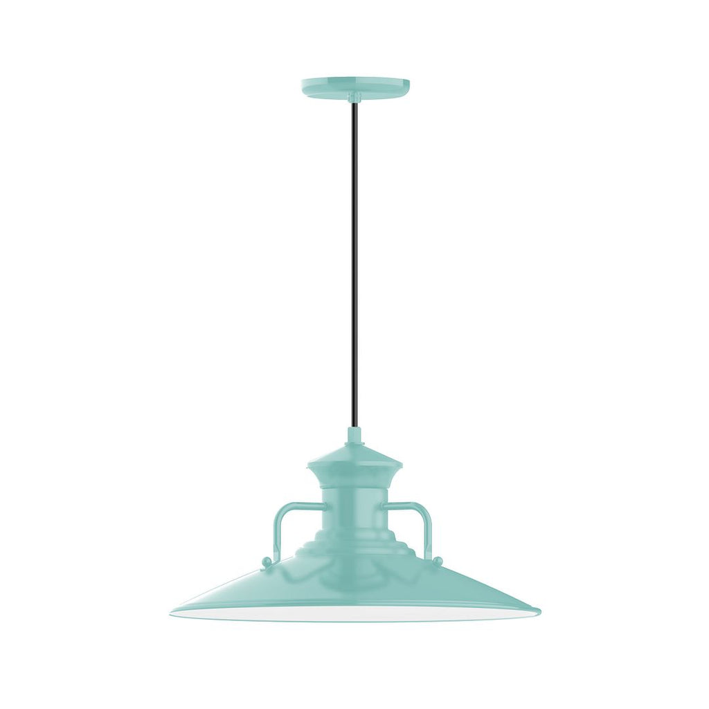 18" Homestead Shade, Pendant With White Cord And Canopy, Sea Green - PEB143-48-C21