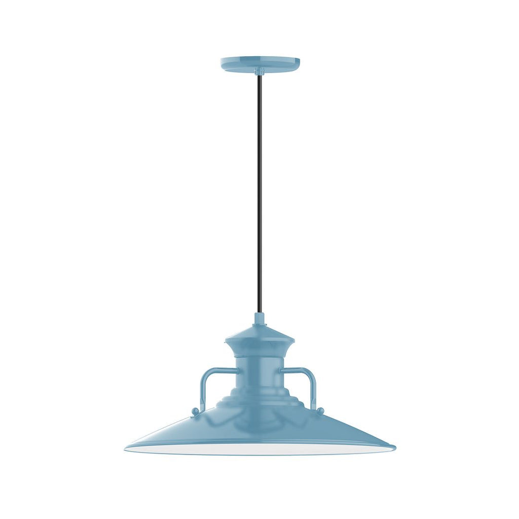 18" Homestead Shade, Pendant With White Cord And Canopy, Light Blue - PEB143-54-C21