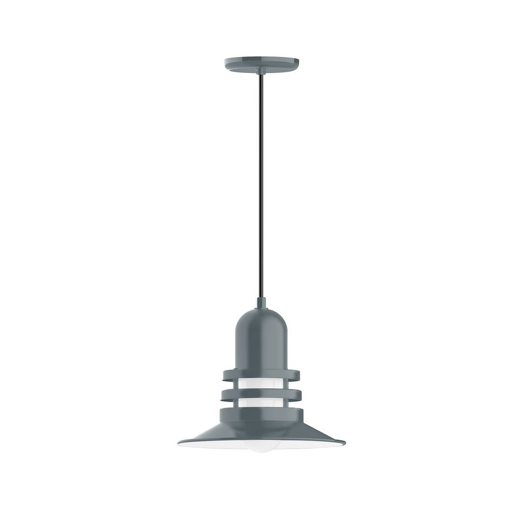 12" Atomic Shade, Pendant With White Cord And Canopy, Slate Gray - PEB148-40-C21