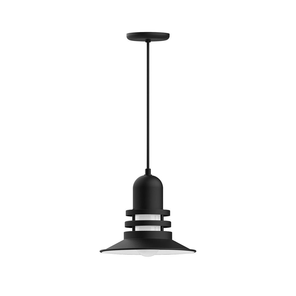 12" Atomic Shade, Pendant With White Cord And Canopy, Black - PEB148-41-C21