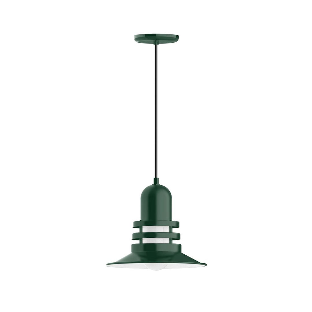 12" Atomic Shade, Pendant With White Cord And Canopy, Forest Green - PEB148-42-C21