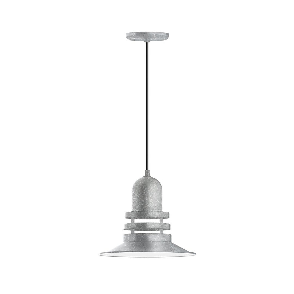 12" Atomic Shade, Pendant With White Cord And Canopy, Painted Galvanized - PEB148-49-C21