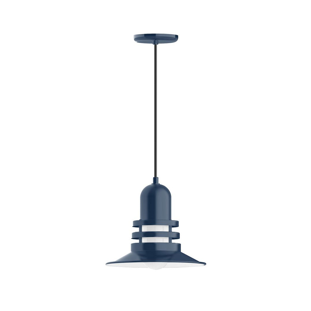 12" Atomic Shade, Pendant With White Cord And Canopy, Navy - PEB148-50-C21