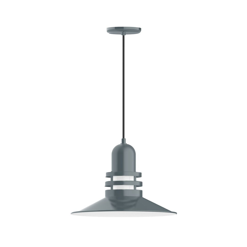 16" Atomic Shade, Pendant With White Cord And Canopy, Slate Gray - PEB149-40-C21