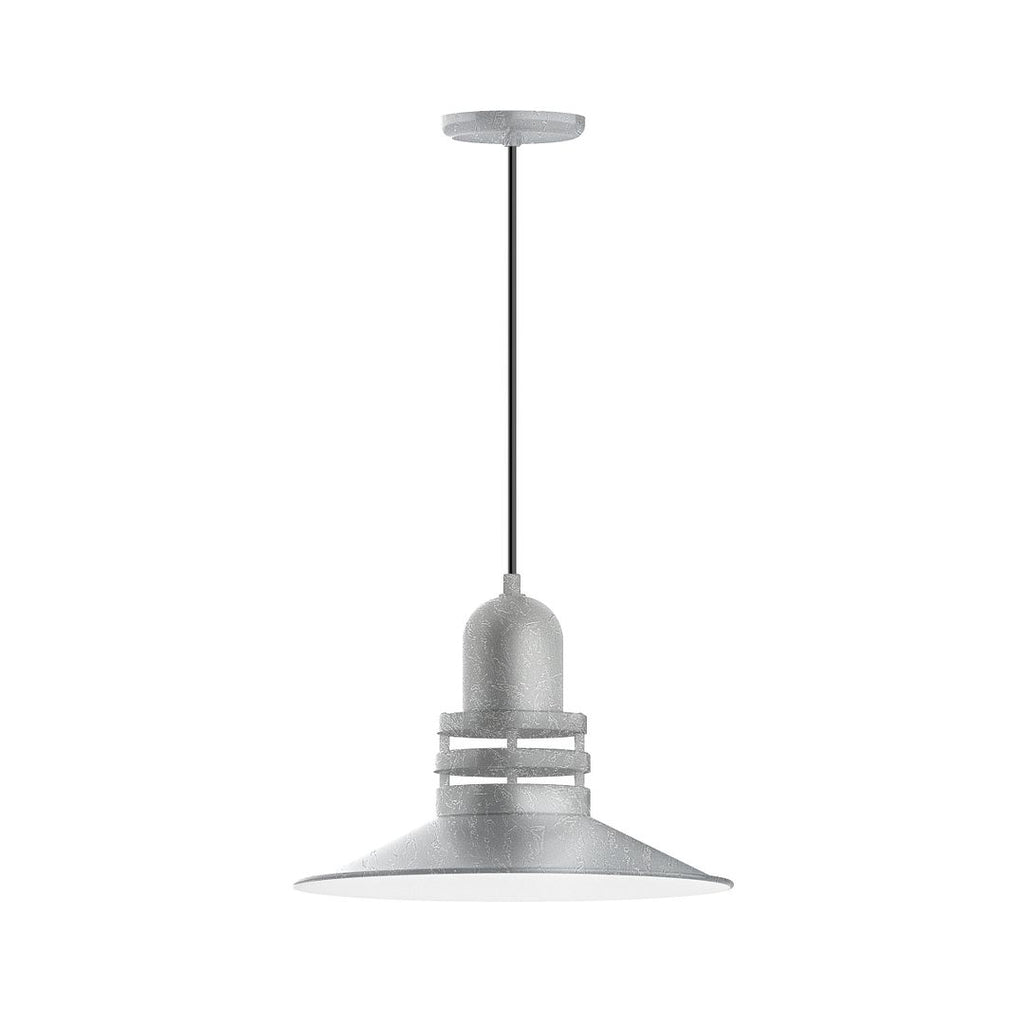 16" Atomic Shade, Pendant With White Cord And Canopy, Painted Galvanized - PEB149-49-C21