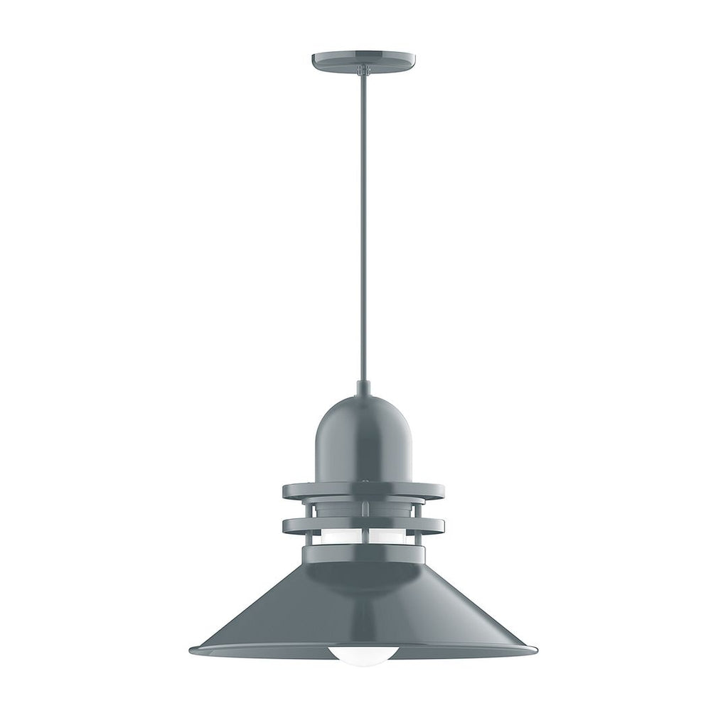 18" Atomic Shade, Pendant With Black Cord And Canopy, Slate Gray - PEB151-40