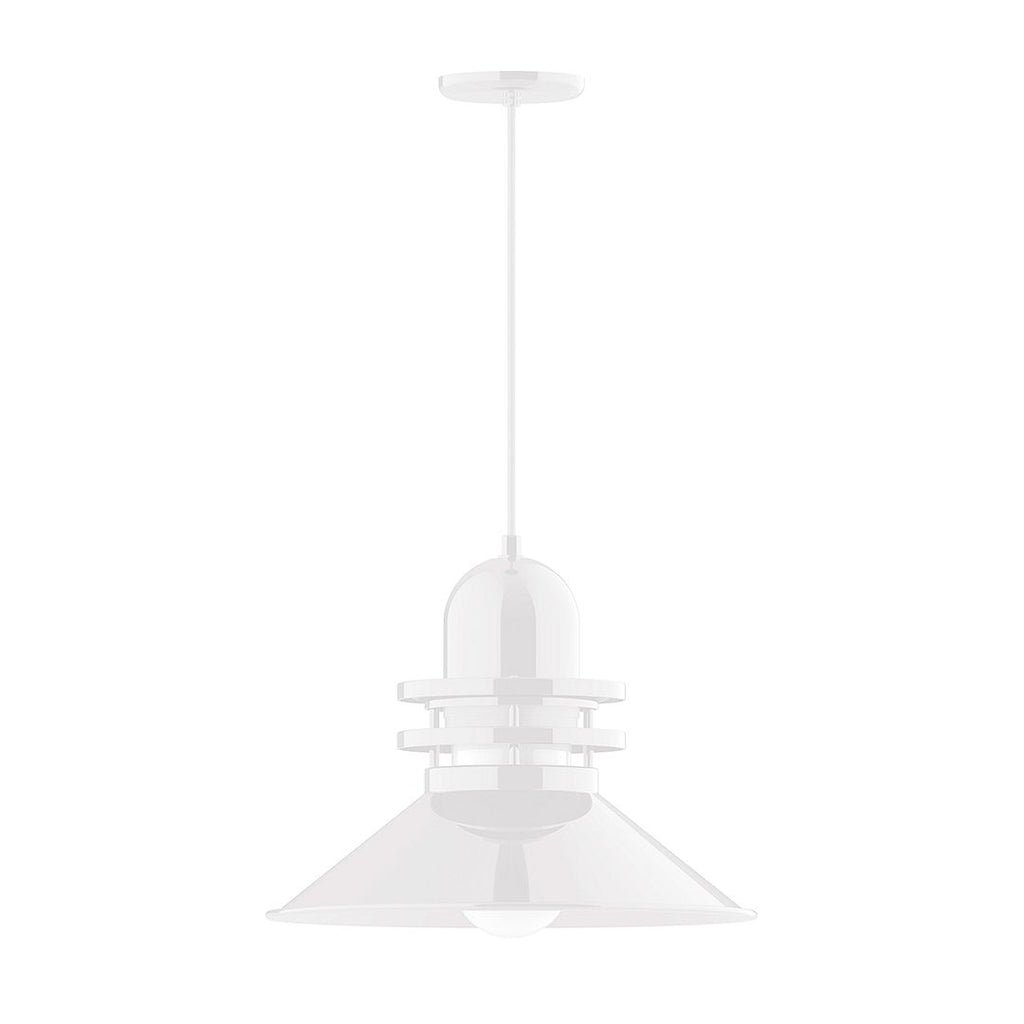 18" Atomic Shade, Pendant With Black Cord And Canopy, White - PEB151-44