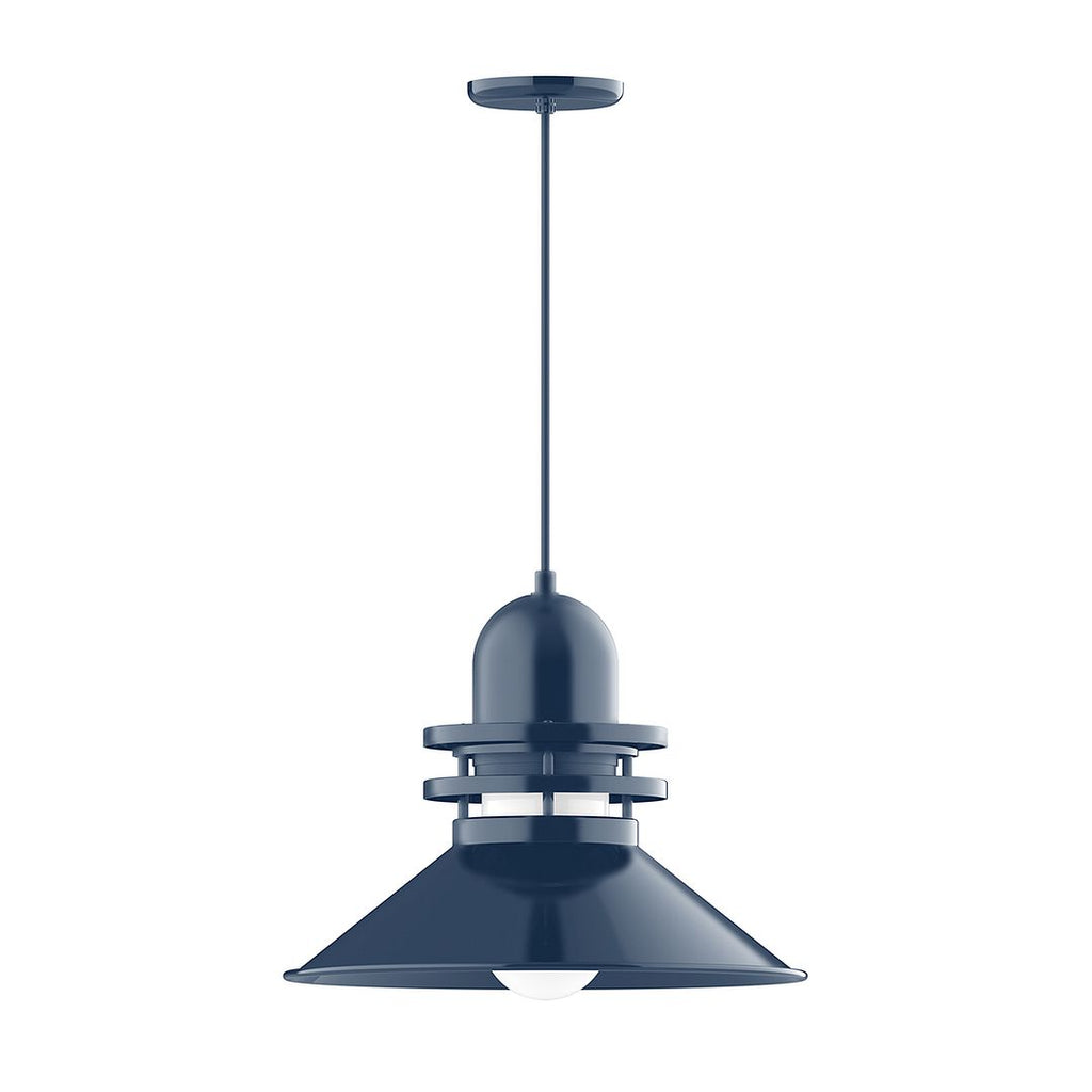 18" Atomic Shade, Pendant With Black Cord And Canopy, Navy - PEB151-50