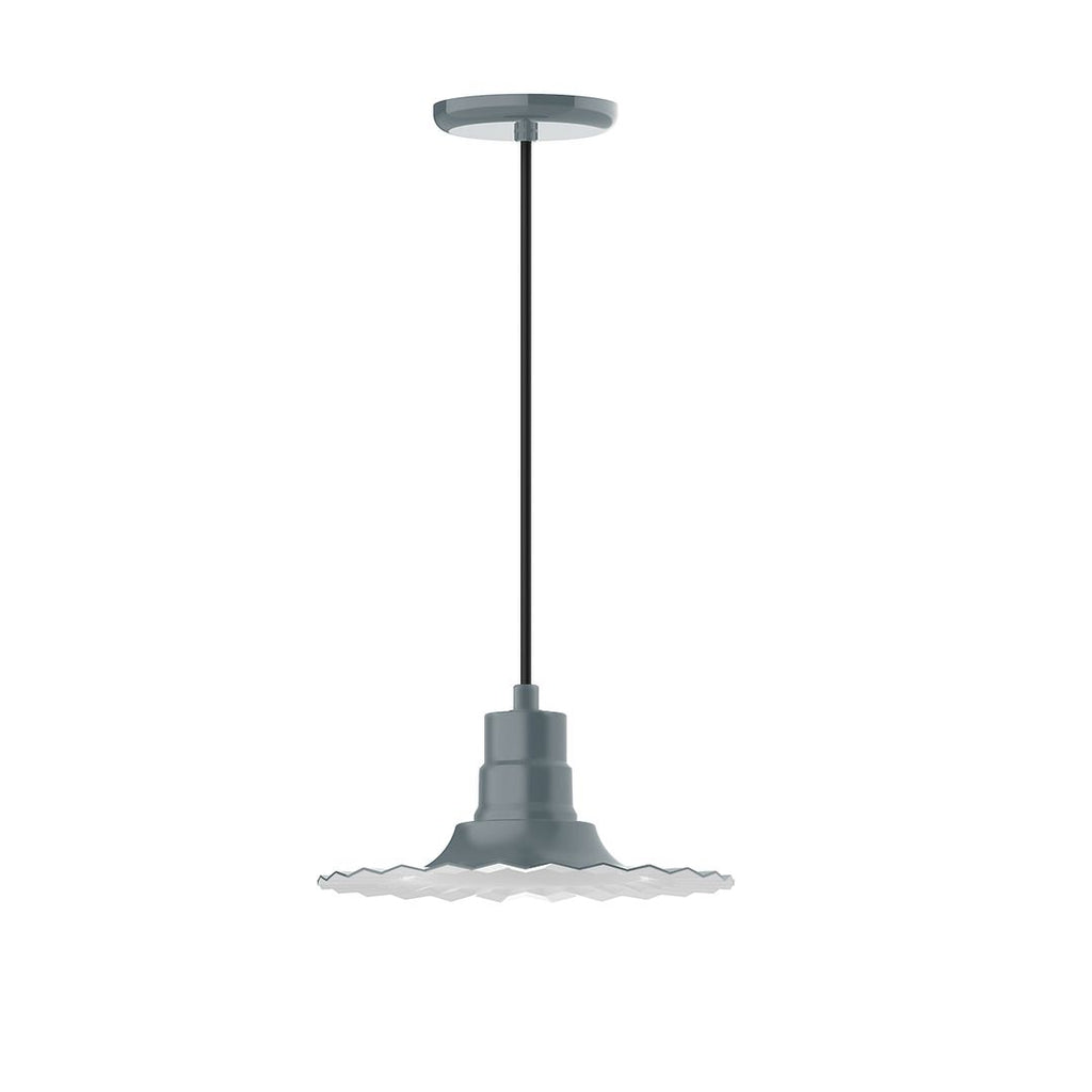 12" Radial Shade, Pendant With White Cord And Canopy, Slate Gray - PEB158-40-C21