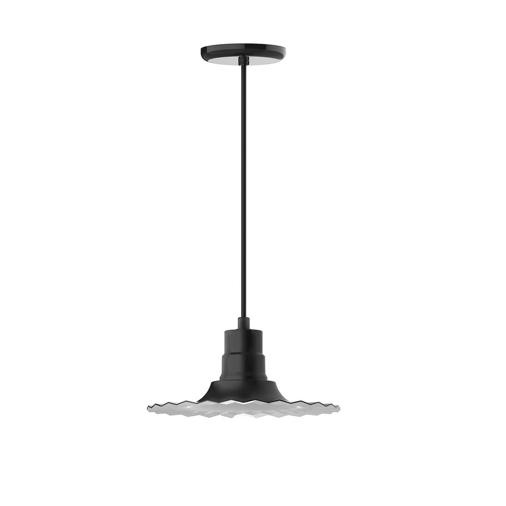 12" Radial Shade, Pendant With White Cord And Canopy, Black - PEB158-41-C21