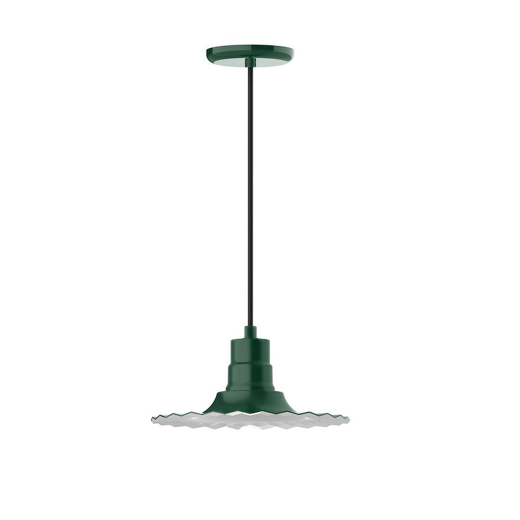 12" Radial Shade, Pendant With White Cord And Canopy, Forest Green - PEB158-42-C21