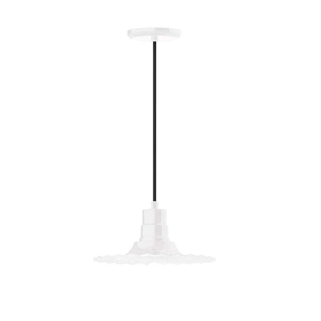 12" Radial Shade, Pendant With Black Cord And Canopy, White - PEB158-44