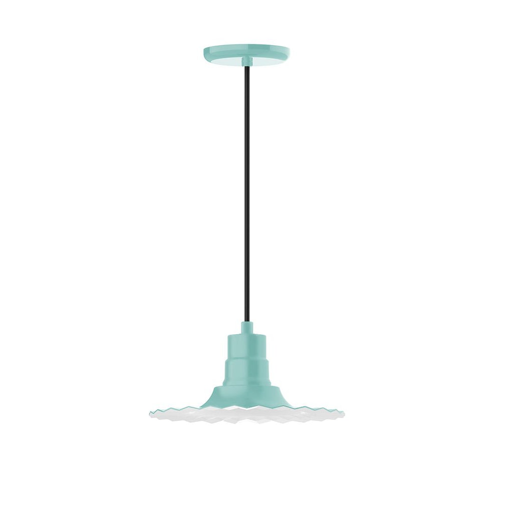 12" Radial Shade, Pendant With White Cord And Canopy, Sea Green - PEB158-48-C21