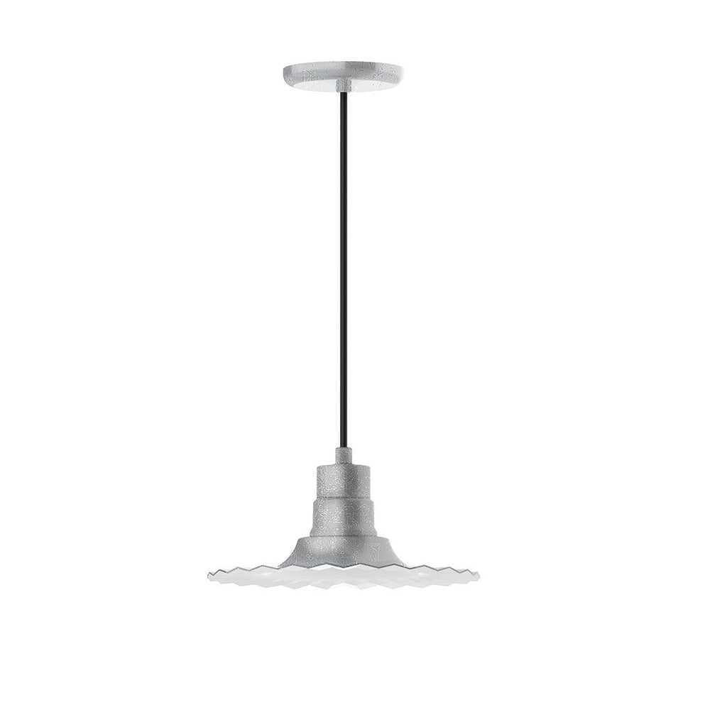 12" Radial Shade, Pendant With Black Cord And Canopy, Painted Galvanized - PEB158-49