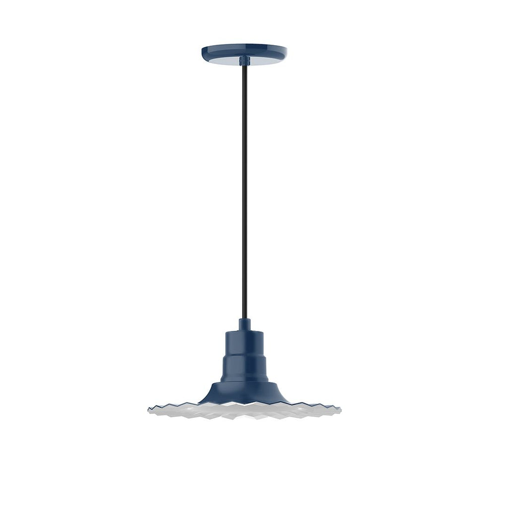 12" Radial Shade, Pendant With Black Cord And Canopy, Navy - PEB158-50