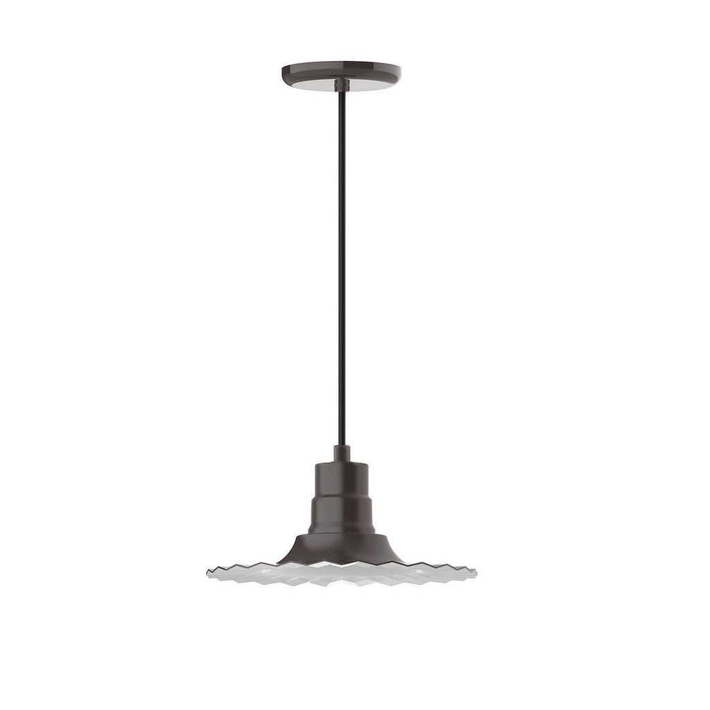 12" Radial Shade, Pendant With White Cord And Canopy, Architectural Bronze - PEB158-51-C21