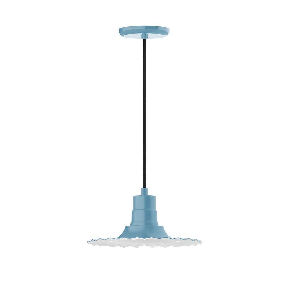 12" Radial Shade, Pendant With White Cord And Canopy, Light Blue - PEB158-54-C21