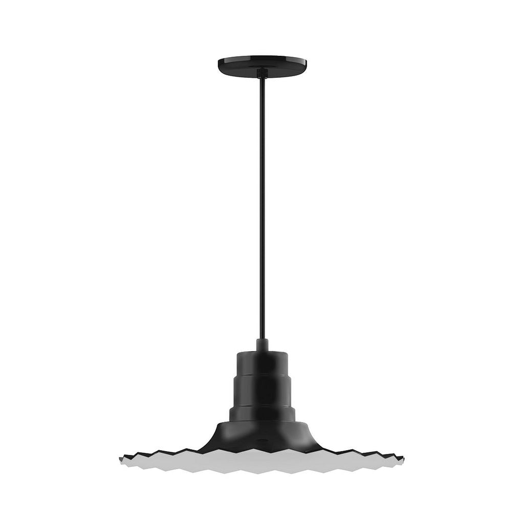 16" Radial Shade, Pendant With White Cord And Canopy, Black - PEB159-41-C21