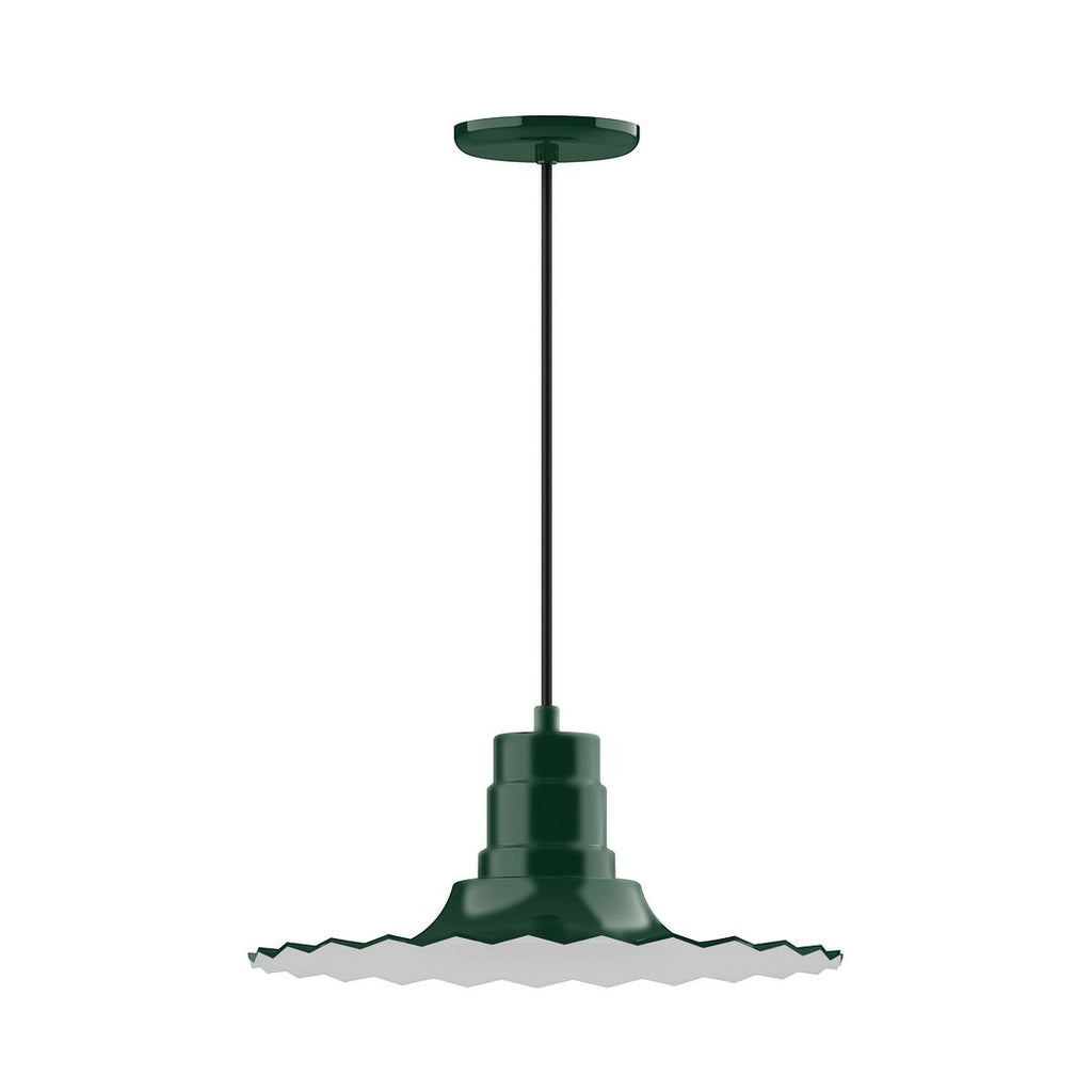 16" Radial Shade, Pendant With White Cord And Canopy, Forest Green - PEB159-42-C21