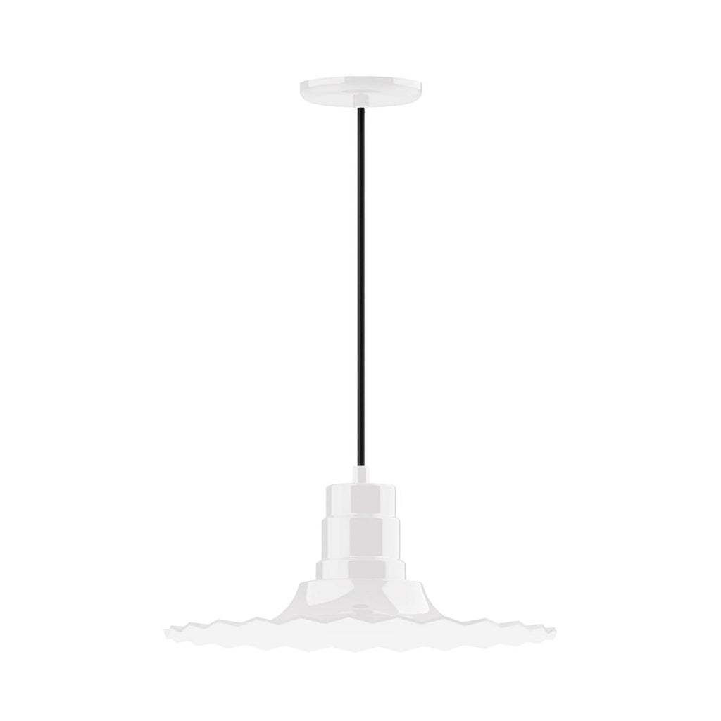 16" Radial Shade, Pendant With White Cord And Canopy, White - PEB159-44-C21