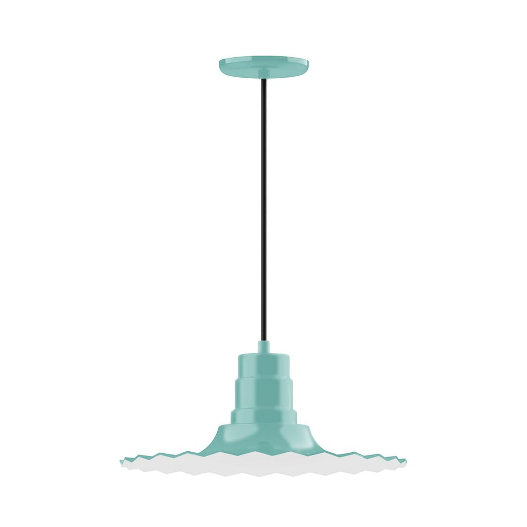 16" Radial Shade, Pendant With Black Cord And Canopy, Sea Green - PEB159-48