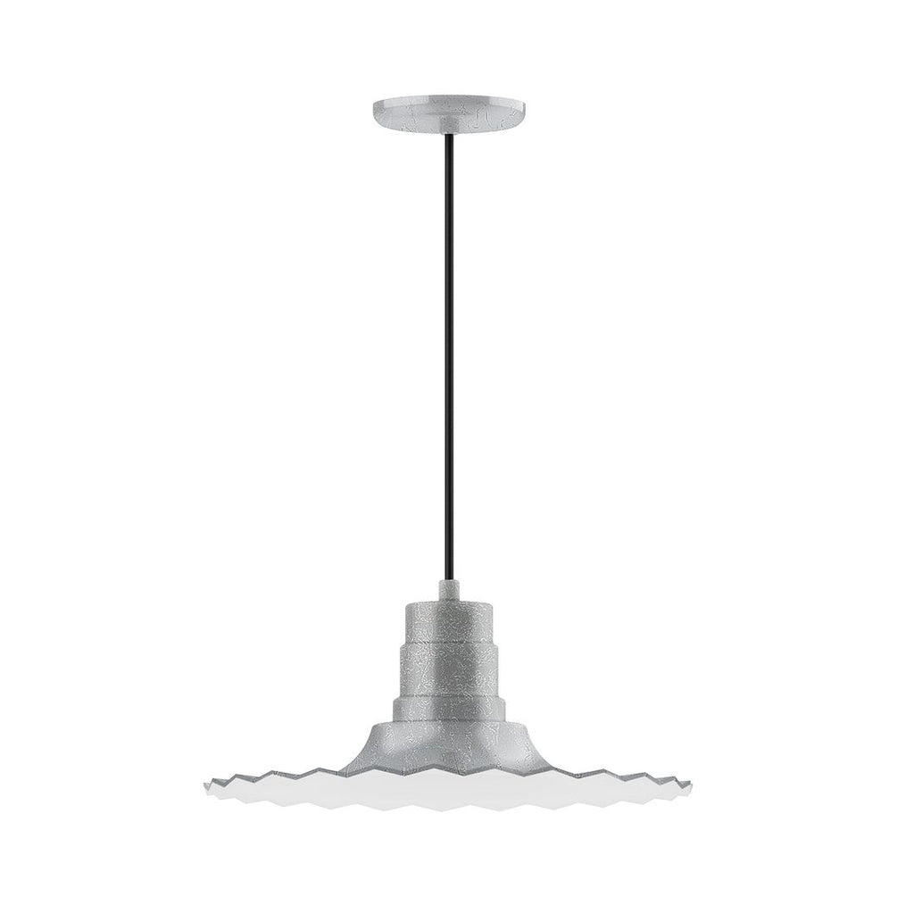 16" Radial Shade, Pendant With White Cord And Canopy, Painted Galvanized - PEB159-49-C21