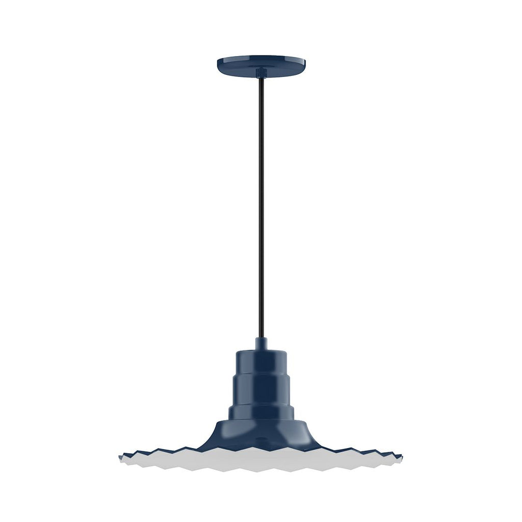 16" Radial Shade, Pendant With White Cord And Canopy, Navy - PEB159-50-C21