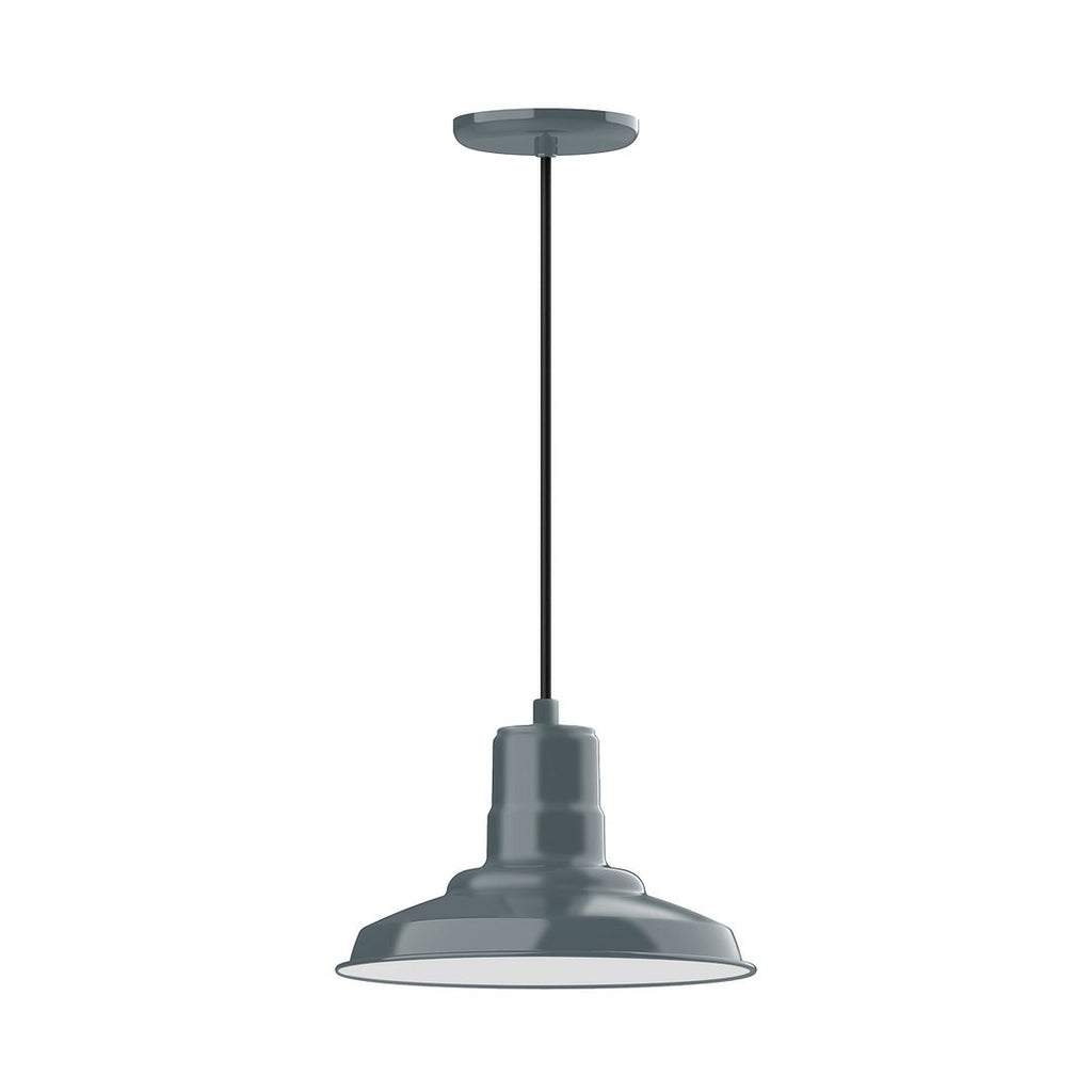 12" Warehouse Shade, Pendant With Black Cord And Canopy, Slate Gray - PEB182-40