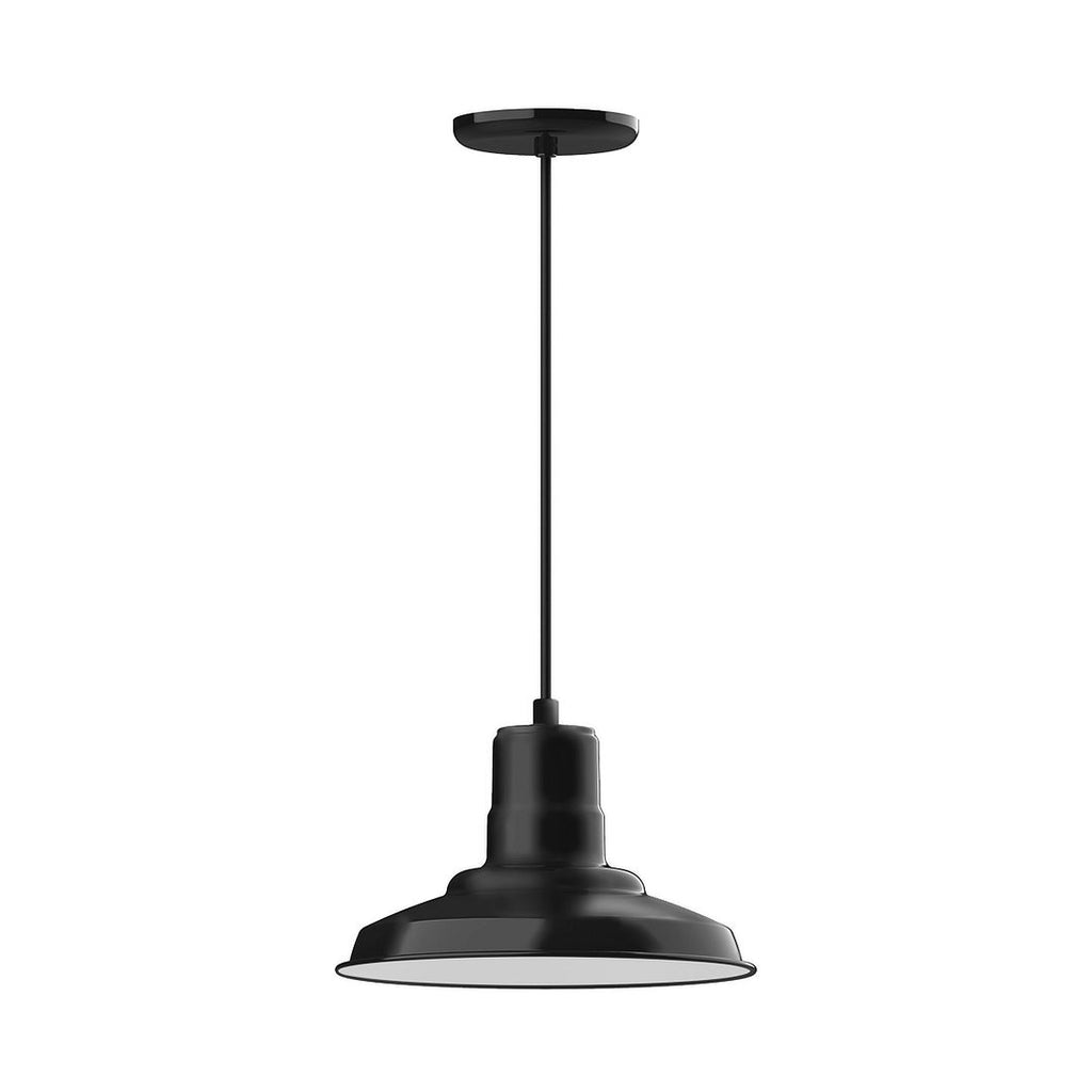 12" Warehouse Shade, Pendant With Black Cord And Canopy, Black - PEB182-41