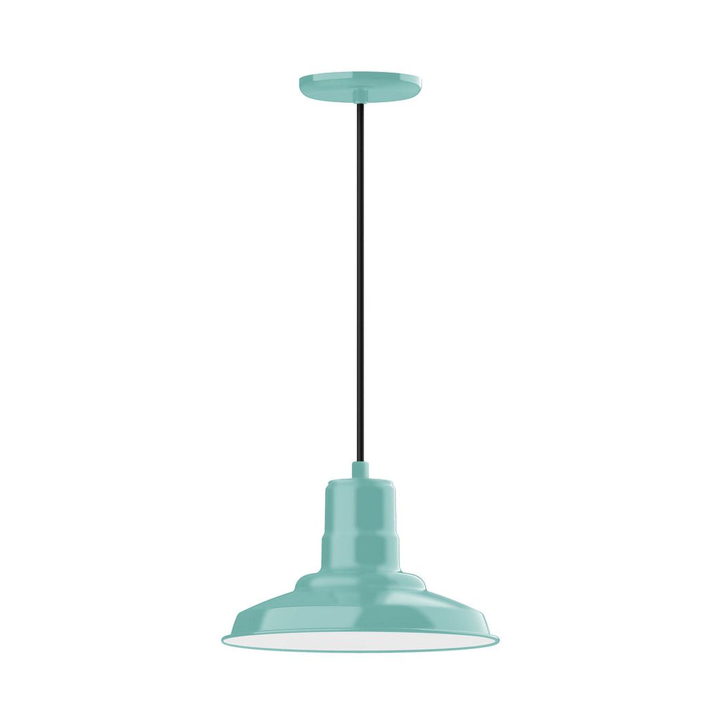 12" Warehouse Shade, Pendant With White Cord And Canopy, Sea Green - PEB182-48-C21