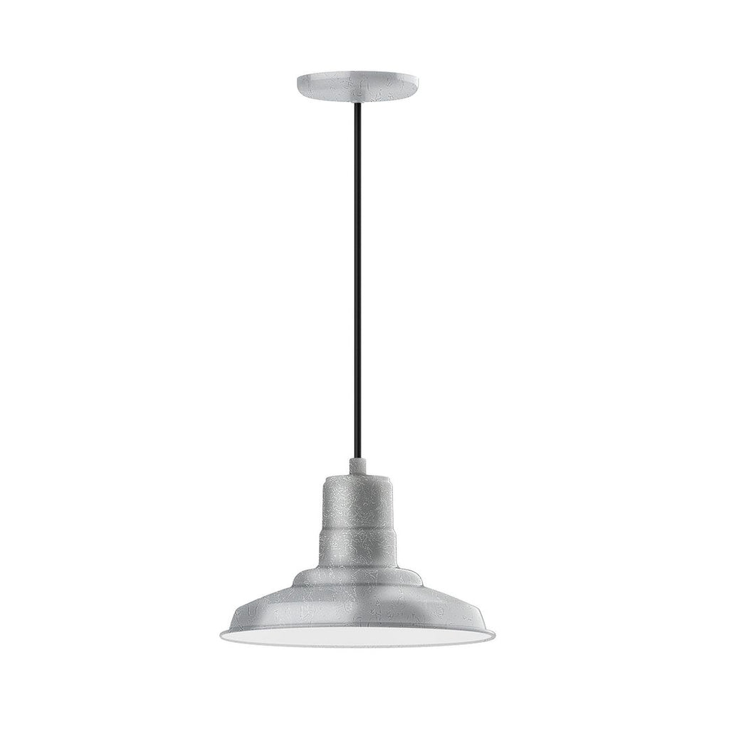 12" Warehouse Shade, Pendant With White Cord And Canopy, Painted Galvanized - PEB182-49-C21