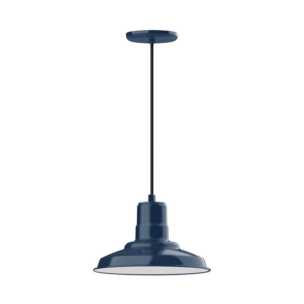 12" Warehouse Shade, Pendant With White Cord And Canopy, Navy - PEB182-50-C21